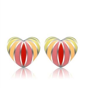 Stainless Steel Striped Heart Stud Earrings